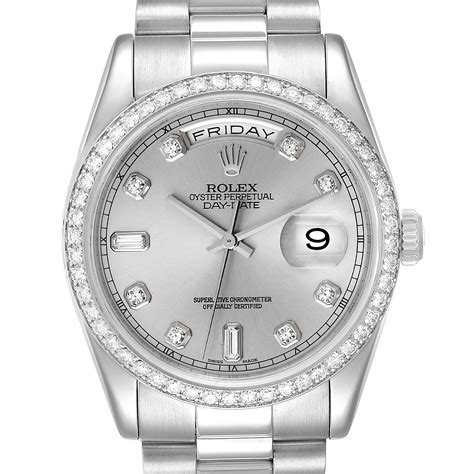 Rolex President Day Date 36mm in Platinum with Diamond 